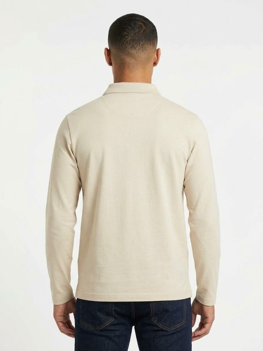 SOLDIER Polo Manica Lunga Logo Sul Petto Beige