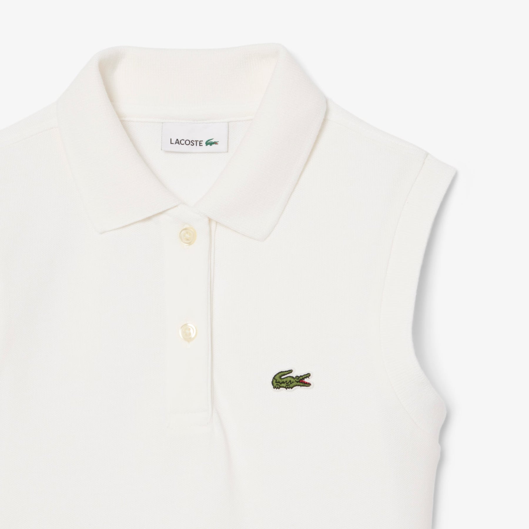 LACOSTE Polo A Vestitino Giromaniche In Cotone Piqué Bambina Basic Bianco