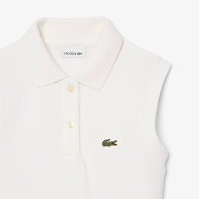 LACOSTE Polo A Vestitino Giromaniche In Cotone Piqué Bambina Basic Bianco