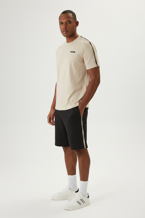EMPORIO ARMANI Completino T-Shirt/Pantalonicno con Bande Laterani Beige/Nero
