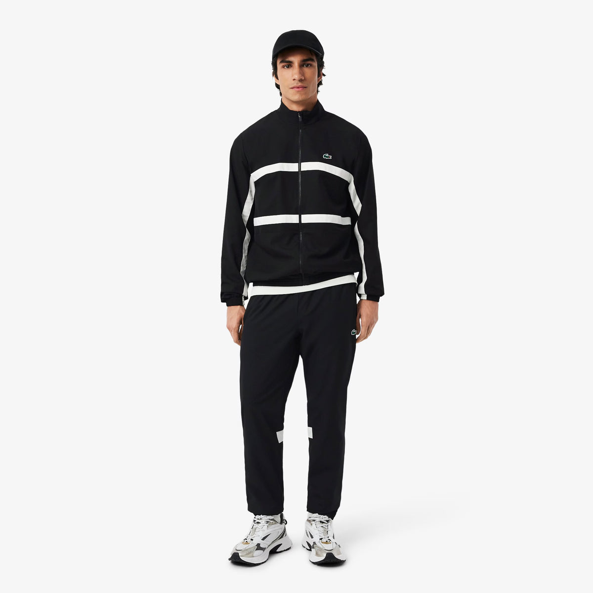 LACOSTE Tuta In Microfibra Logo Retro Nera/Bianca