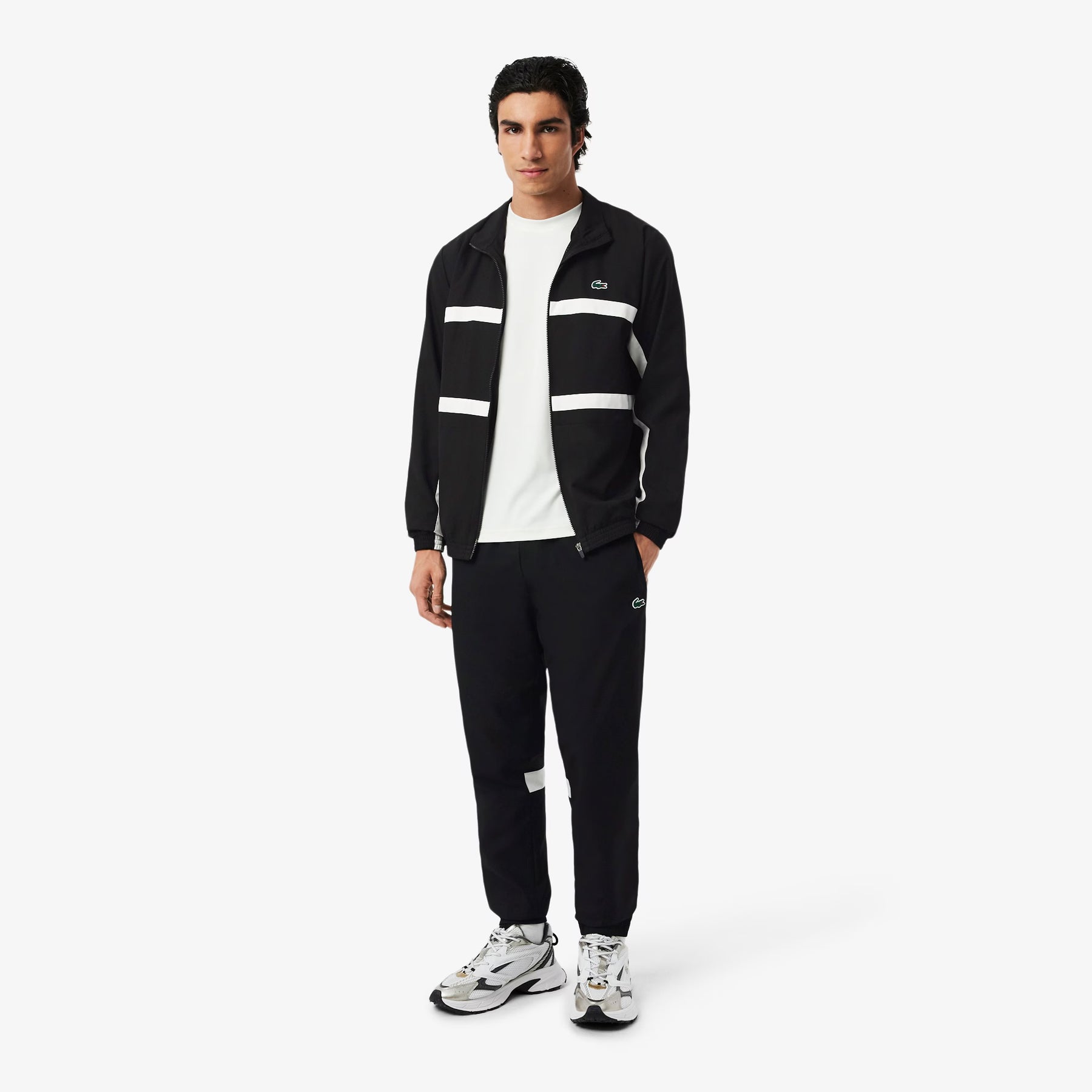 LACOSTE Tuta In Microfibra Logo Retro Nera/Bianca