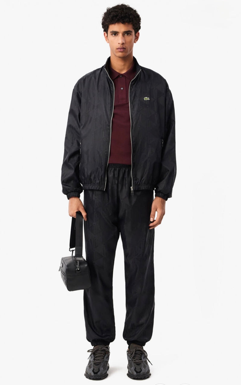 LACOSTE Tuta In Microfibra Con Loghi Tono Su Tono monogram Con Zip Nera