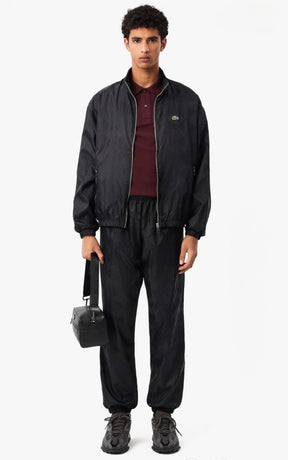 LACOSTE Tuta In Microfibra Con Loghi Tono Su Tono monogram Con Zip Nera