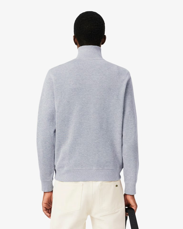 LACOSTE Felpa Interlock Collo Alto Mezza Zip Grigia