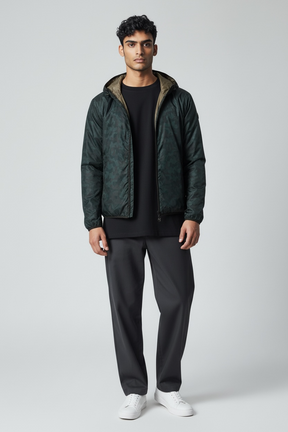 COLMAR Antivento Sfoderato Con Cappuccio Double Face Verde Camouflage/Beige