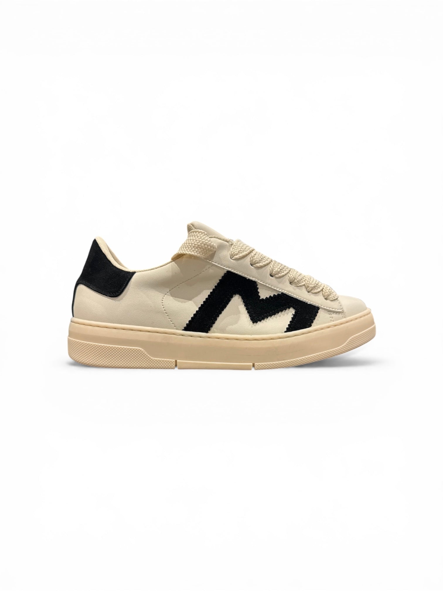 BRIAN MILLS Sneaker In Pelle Con Logo M Laterale Beige/Nero SS26
