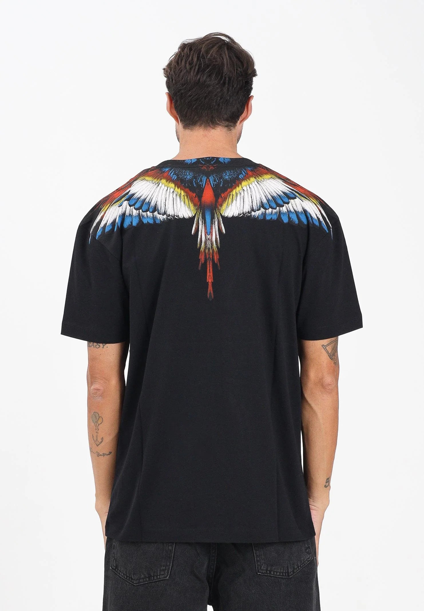 MARCELO BURLON COUNTY OF MILAN T-Shirt Con Stampa Ali Colorate Nera