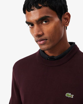 LACOSTE Pullover Girocollo Basic In Cotone Bordeux