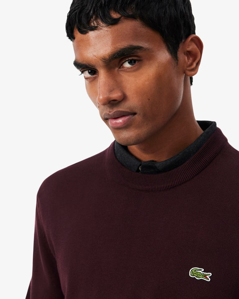 LACOSTE Pullover Girocollo Basic In Cotone Bordeux