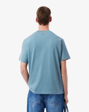 LACOSTE T-Shirt Con Stampa Azzurra