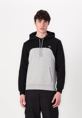 LACOSTE Felpa Con Cappuccio Felpata Nera/Grigia