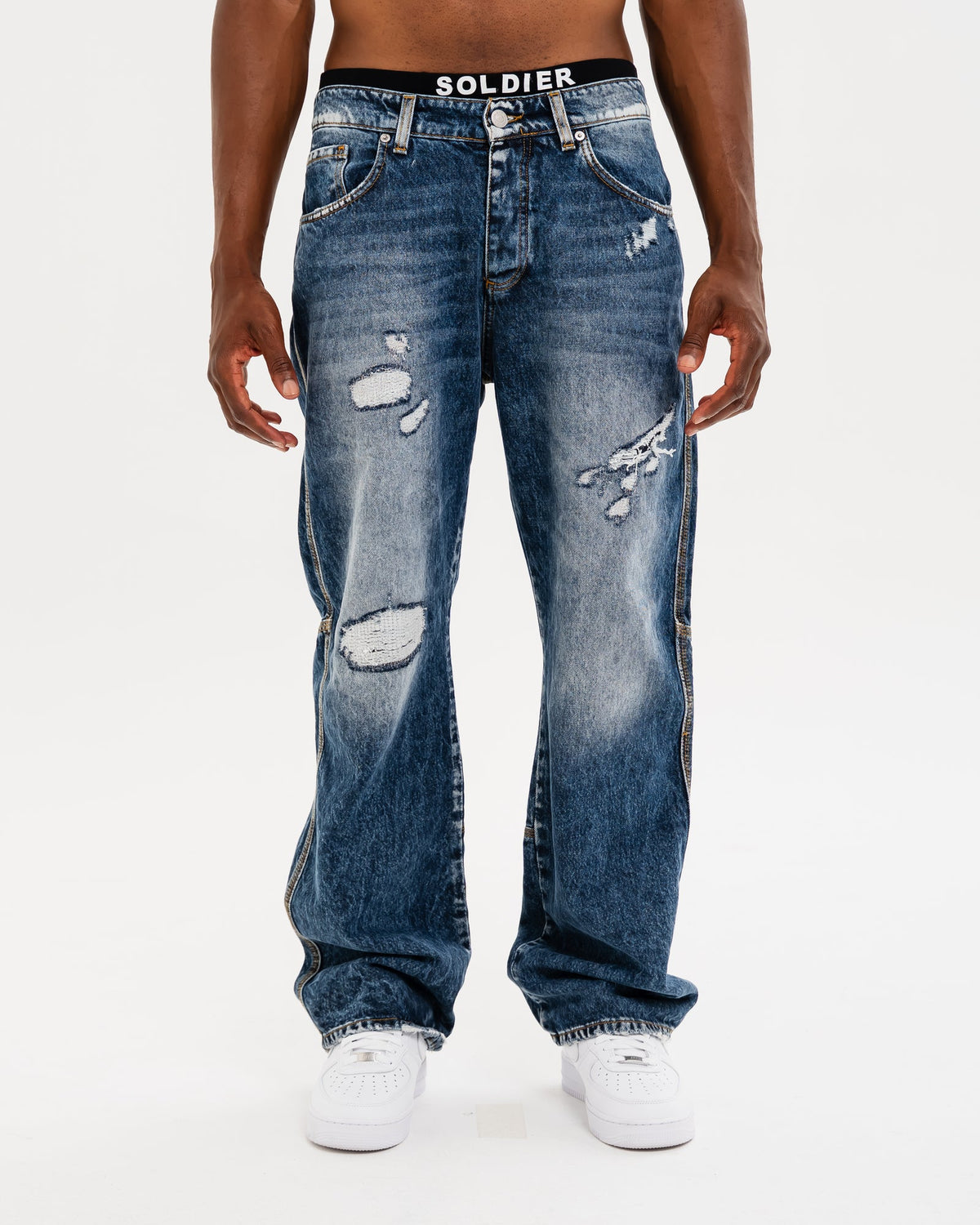SOLDIER Jeans Baggy Botton Made in Italy Blu