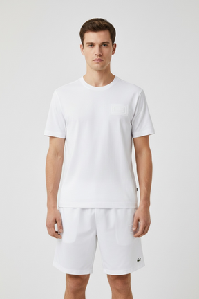 LACOSTE Completino con Logo Goffrato Tono Su Tono Bianco