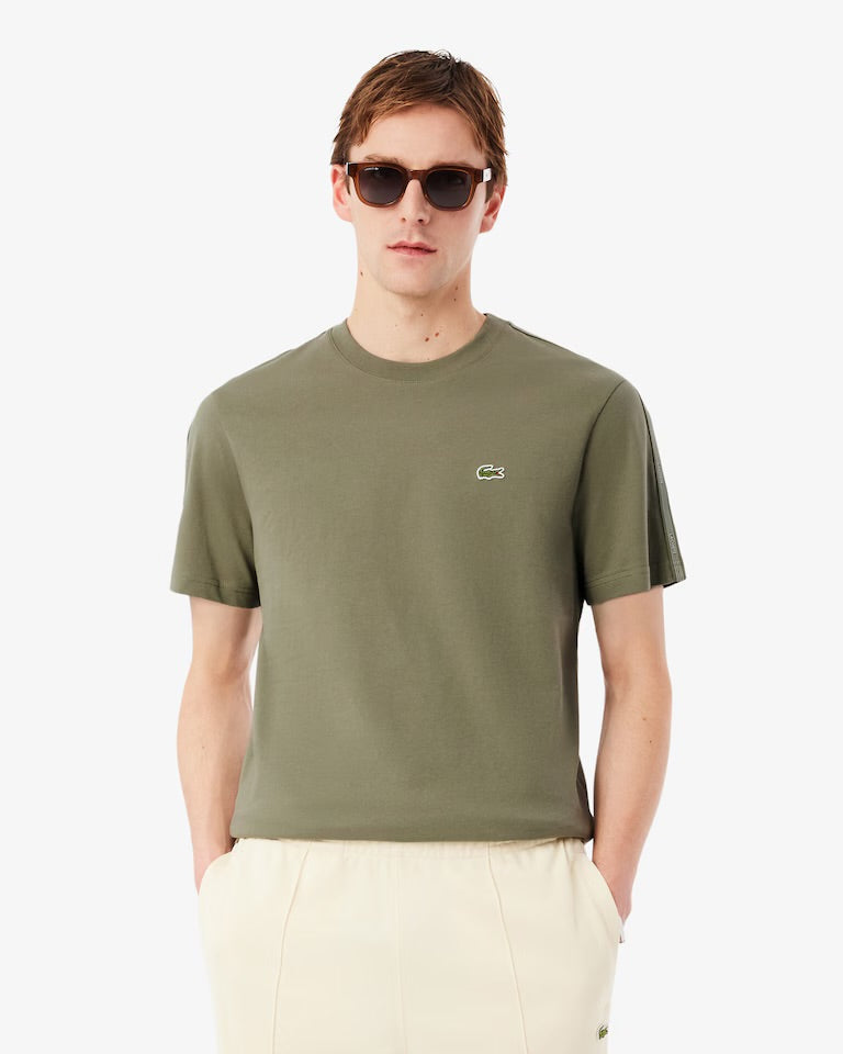 LACOSTE Completino Con Bande a Righe In Cotone Verde Cachi