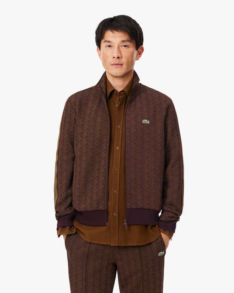 LACOSTE Tuta Monogram Con Zip Marrone