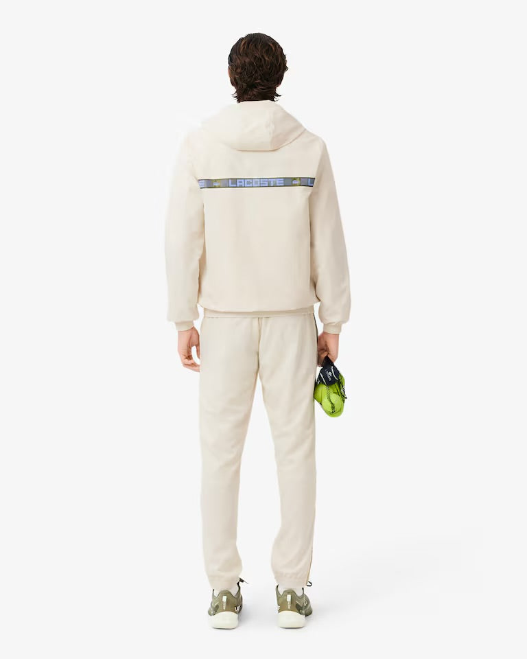 LACOSTE Tuta Leggera In Microfibra Con Bande Centrali Blu e Logo Panna/Blu