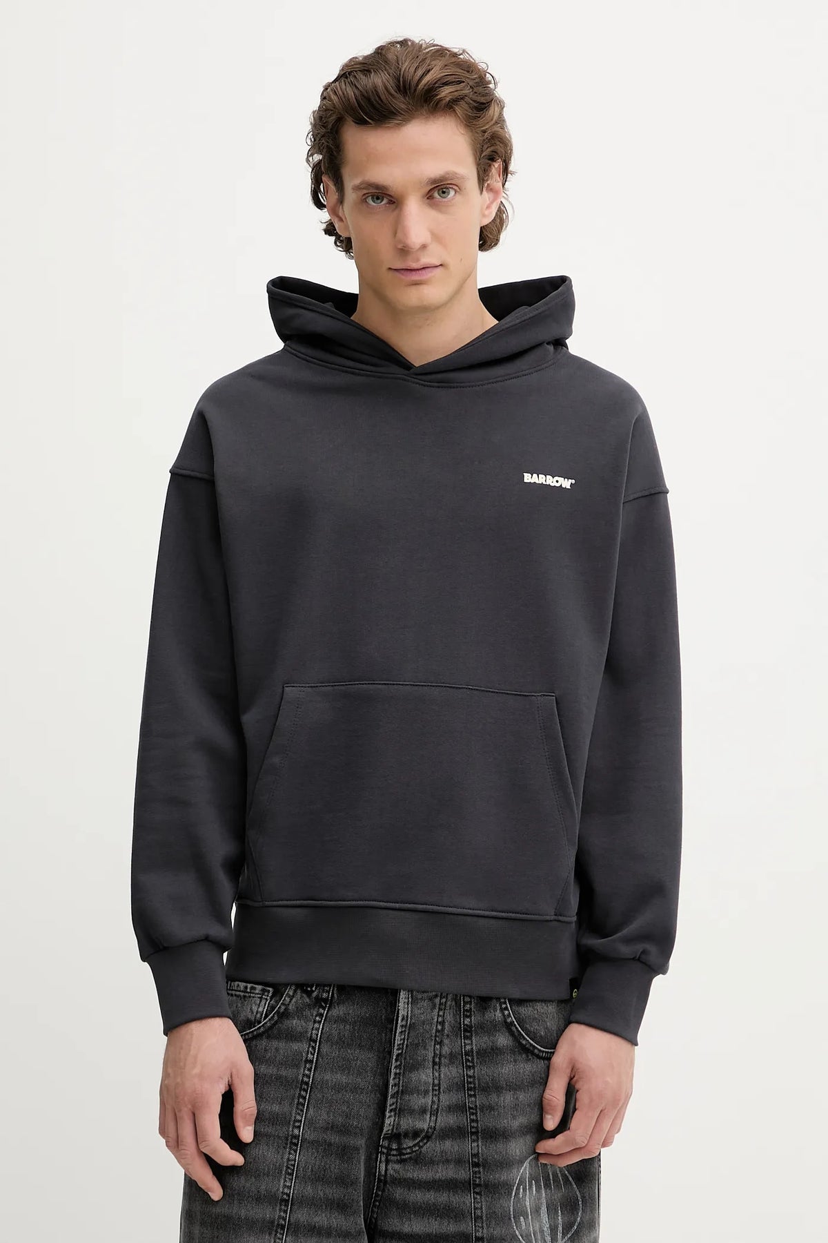 BARROW Felpa con cappuccio Con Stampa Logo Grigio Asfalto