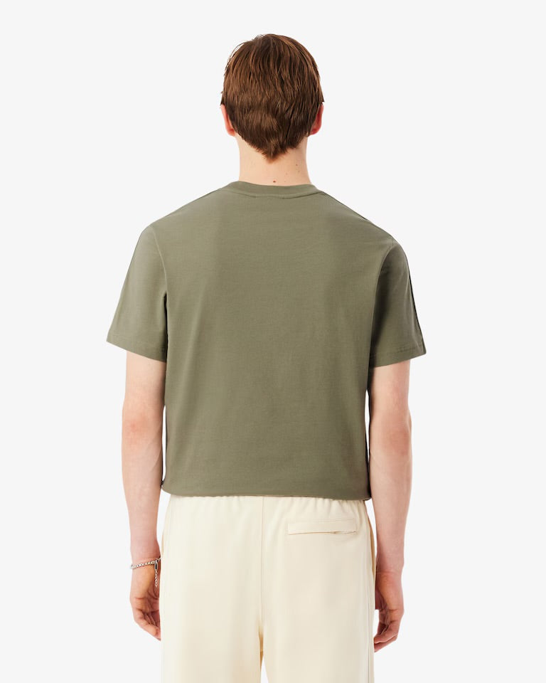LACOSTE Completino Con Bande a Righe In Cotone Verde Cachi