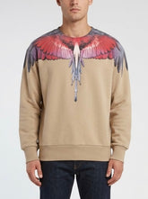 COUNTY OF MILAN Felpa Girocollo Marcelo Burlon Beige Con Ali Rosse E Viola