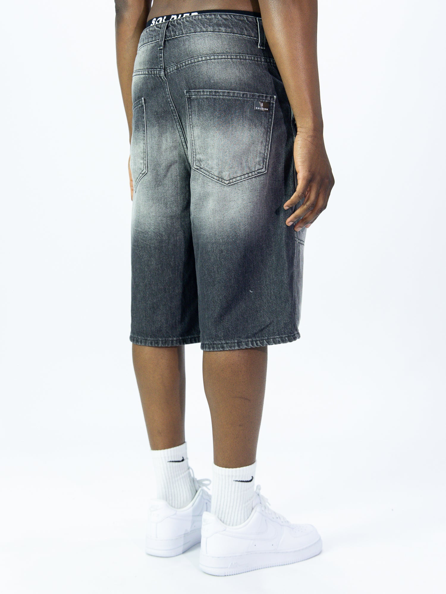 SOLDIER Bermuda Jorts Jeans In Denim Modello Carpenter Denim Nero