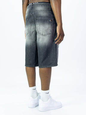 SOLDIER Bermuda Jorts Jeans In Denim Modello Carpenter Denim Nero
