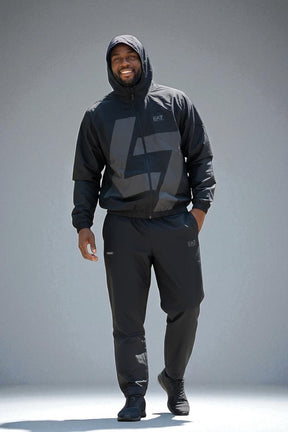 EMPORIO ARMANI Tuta Leggera In Microfibra Con Zip Doppio 7 Nera e Grigia 25/26