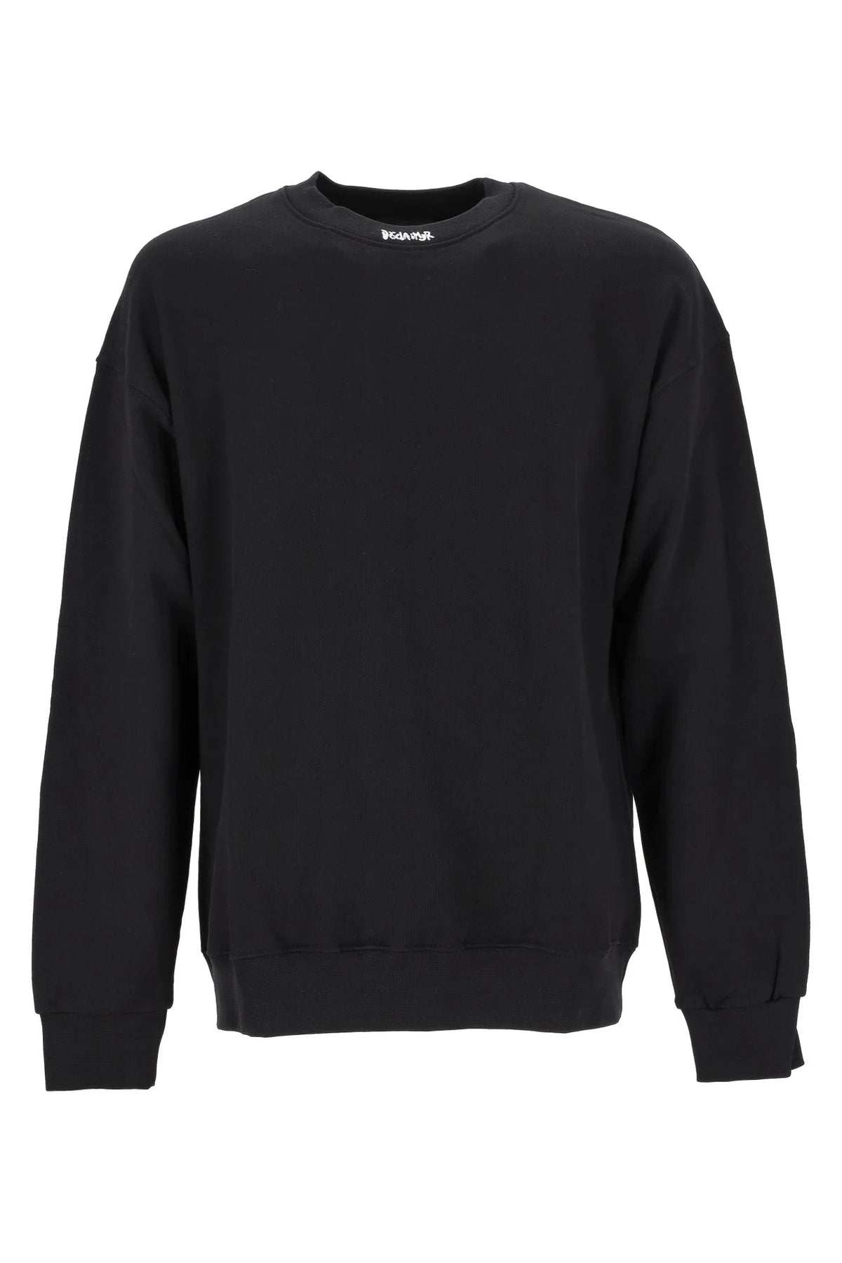 DISCLAIMER Felpa Girocollo Nera Logo Piccolo Bianco