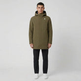 K-WAY Giubbotto Lungo Marlyn Bonded Con Cappuccio Verde Militare