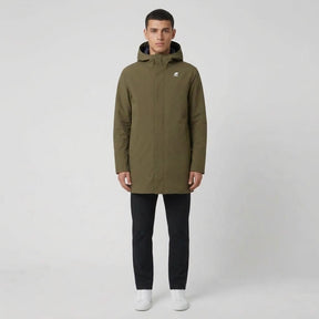 K-WAY Giubbotto Lungo Marlyn Bonded Con Cappuccio Verde Militare