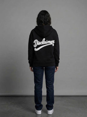 DISCLAIMER Felpa Con Zip e Cappuccio Scritta Retro Glitterata Donna Nero/Bianco