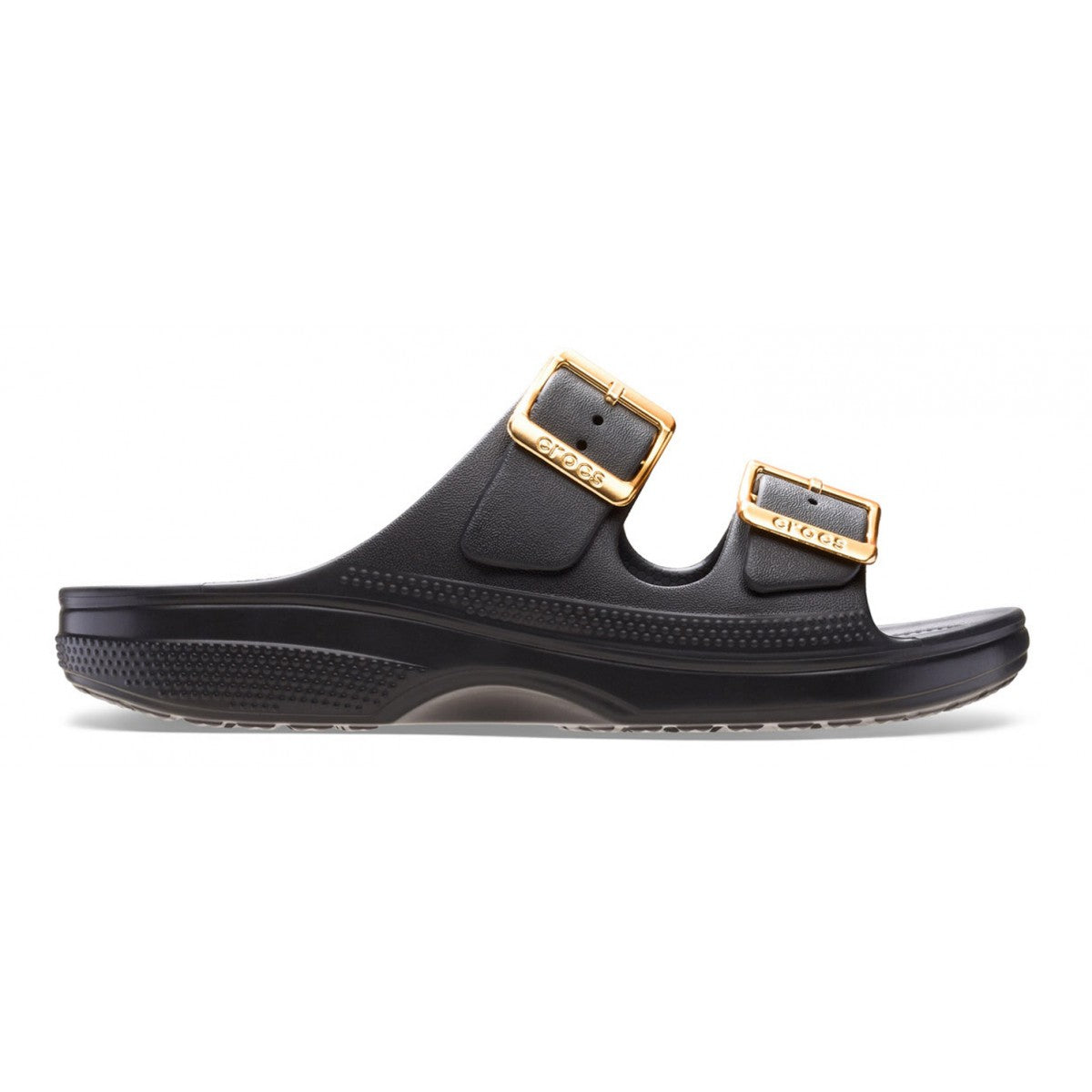 CROCS Ciabatta In Gomma Doppia Fascia Saturday Metallic Bukle sandal Nera/Oro