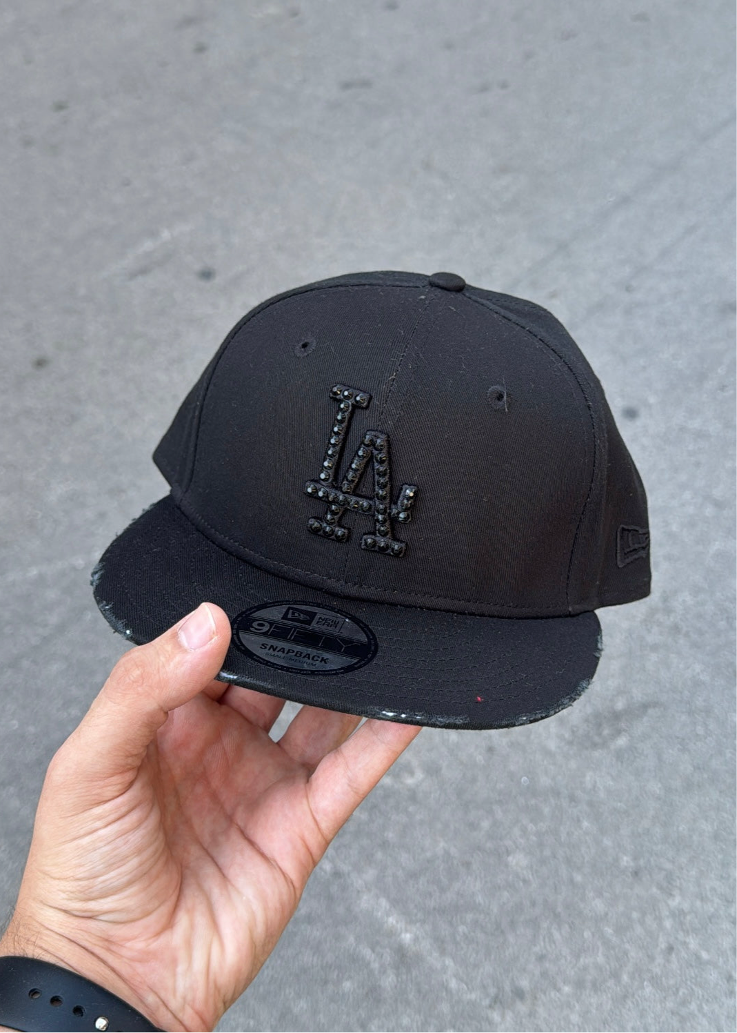 NEW ERA CUSTOM Visiera Piatta Nero Strass Neri