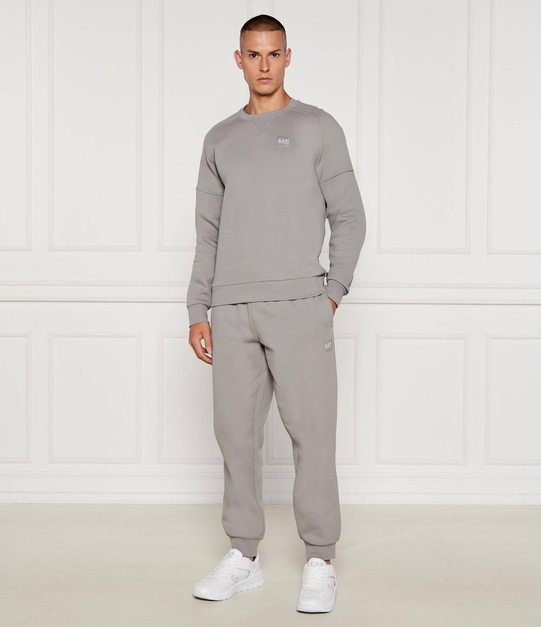 ARMANI Ea7 Tuta Completa Felpata Modern Fit Logo Retro Grigio 25/26