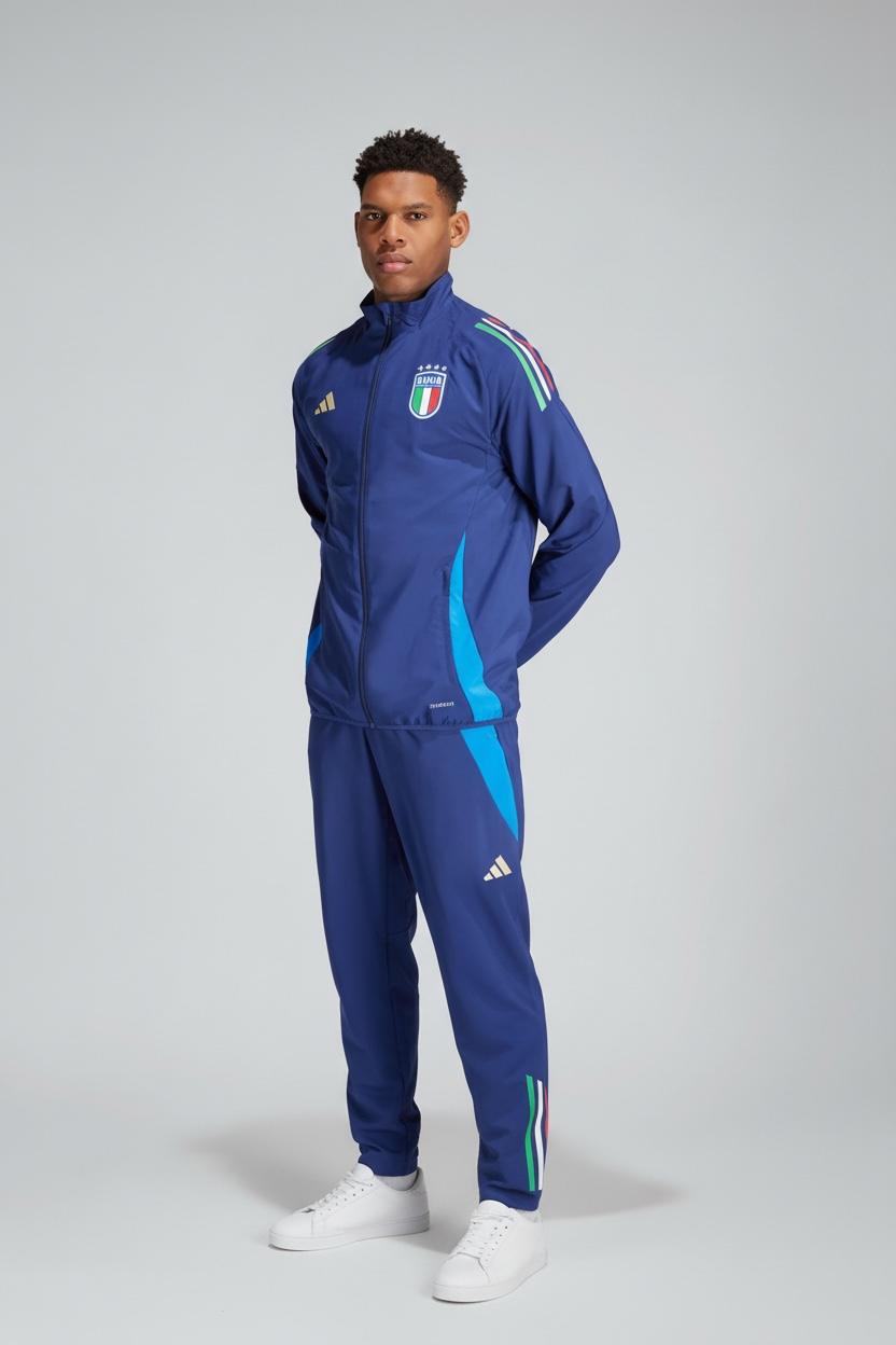 ADIDAS Tuta Italia Leggera In Microfibra Con Zip Blu