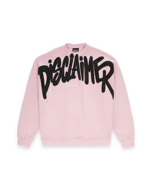 DISCLAIMER Felpa Girocollo Rosa Logo Nero