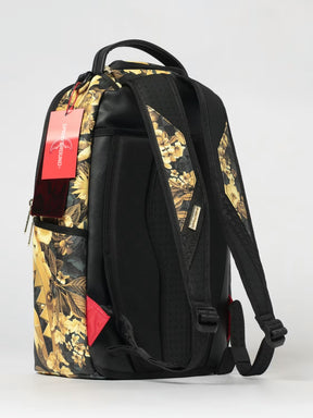 SPRAYGROUND Zaino In Pelle A Scacchi Con Fantasia Floreale Oro Nero