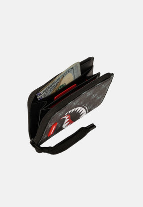 SPRAYGROUND  Portafoglio SHINOBI nero con cinturino da polso e chiusura a zip.