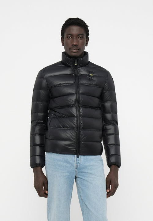BLAUER Giubbotto Uomo Piumino Invernale Fasciato Senza Cappuccio Nero