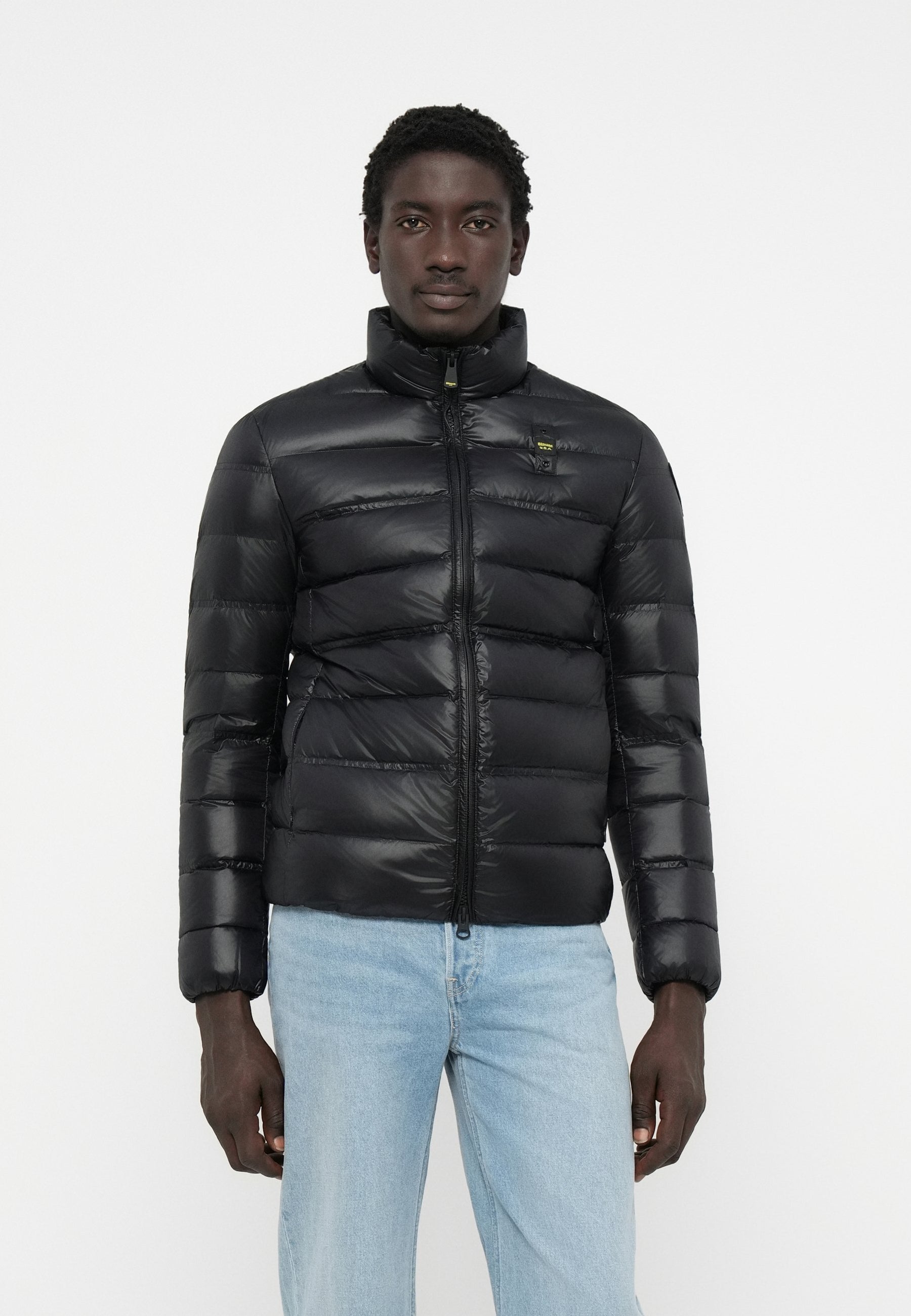 BLAUER Giubbotto Uomo Piumino Invernale Fasciato Senza Cappuccio Nero