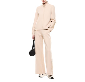 EMPORIO ARMANI DONNA TUTA CON ZIP LOGO SERIES IN MISTO COTONE BEIGE