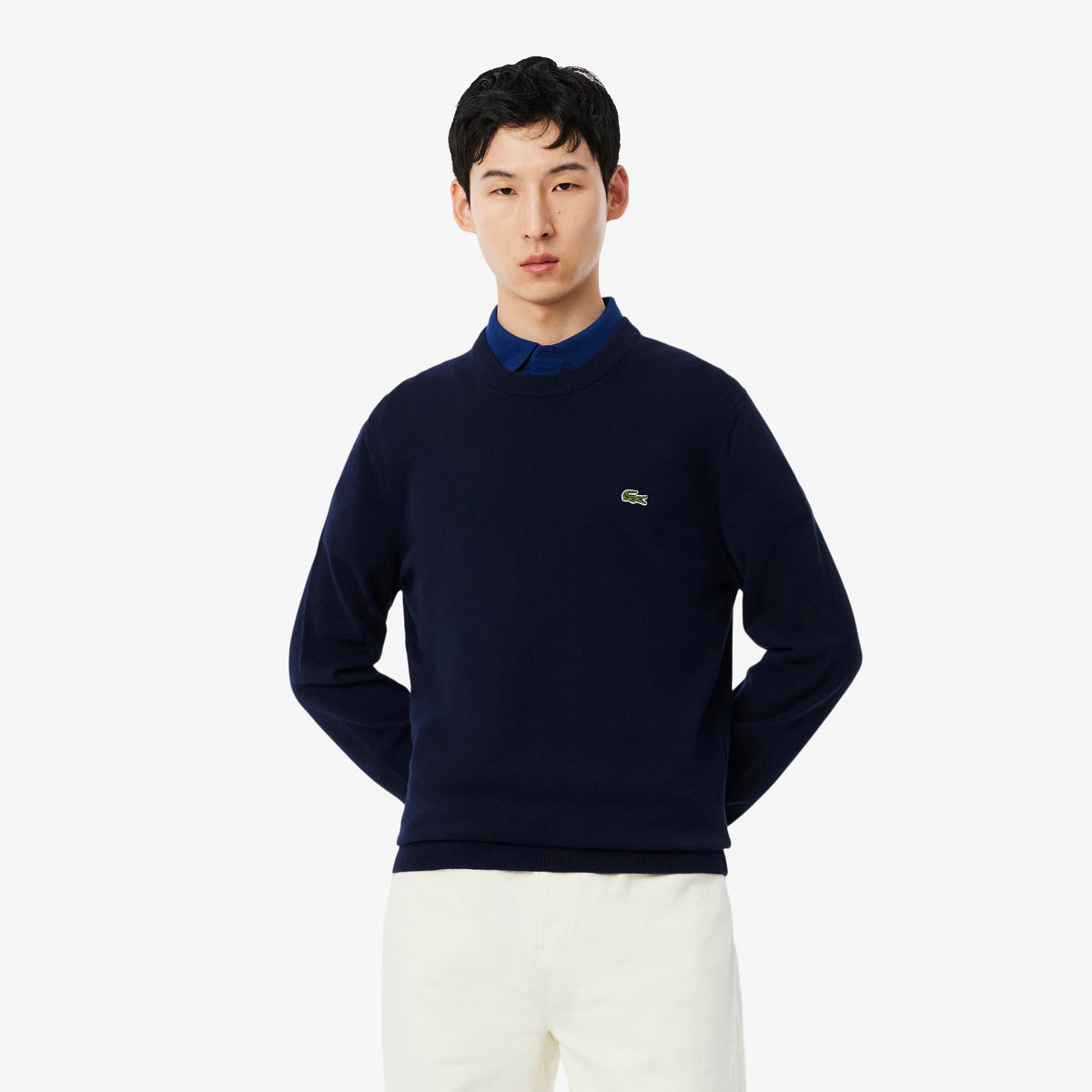 LACOSTE Pullover Girocollo Basic In Cotone Blu
