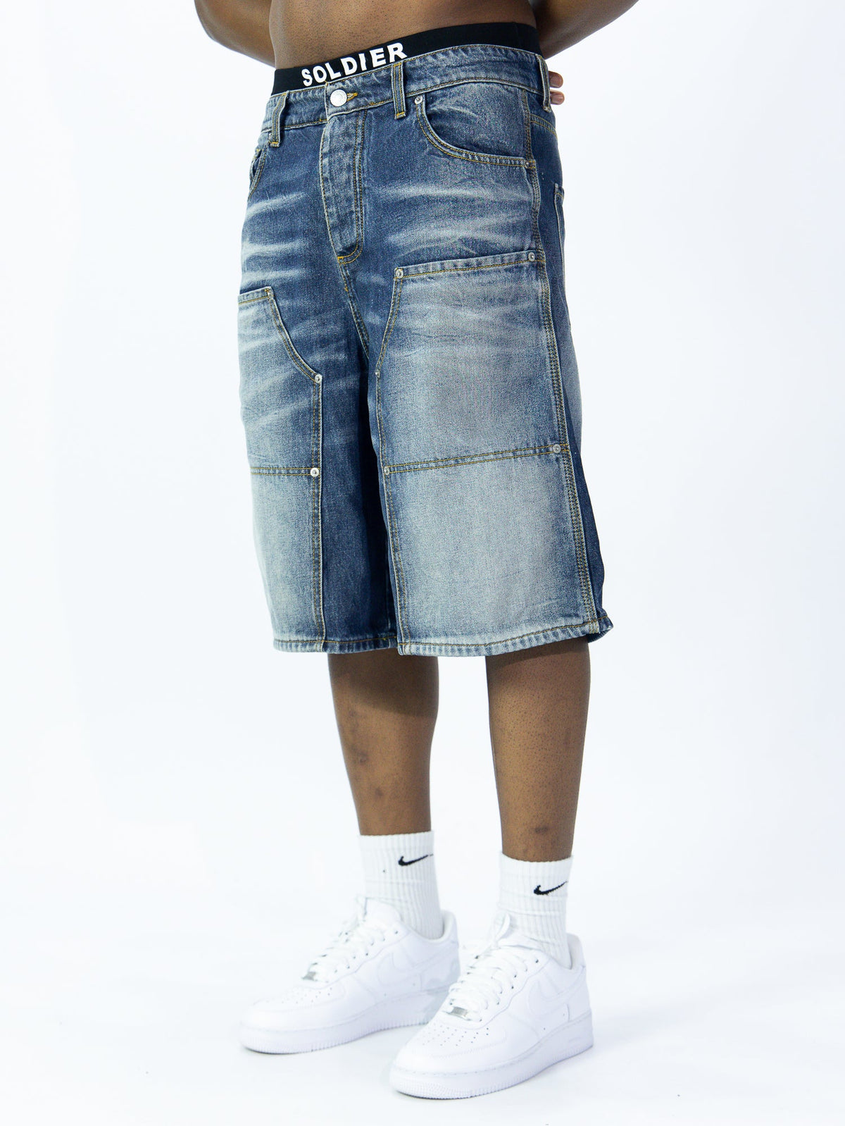 SOLDIER Bermuda Jorts Jeans In Denim Modello Carpenter Blu Scuro