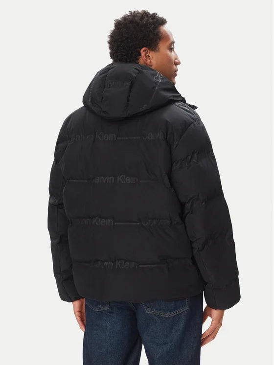 CALVIN KLEIN Giubbotto Con Cappuccio Con Loghi Nero