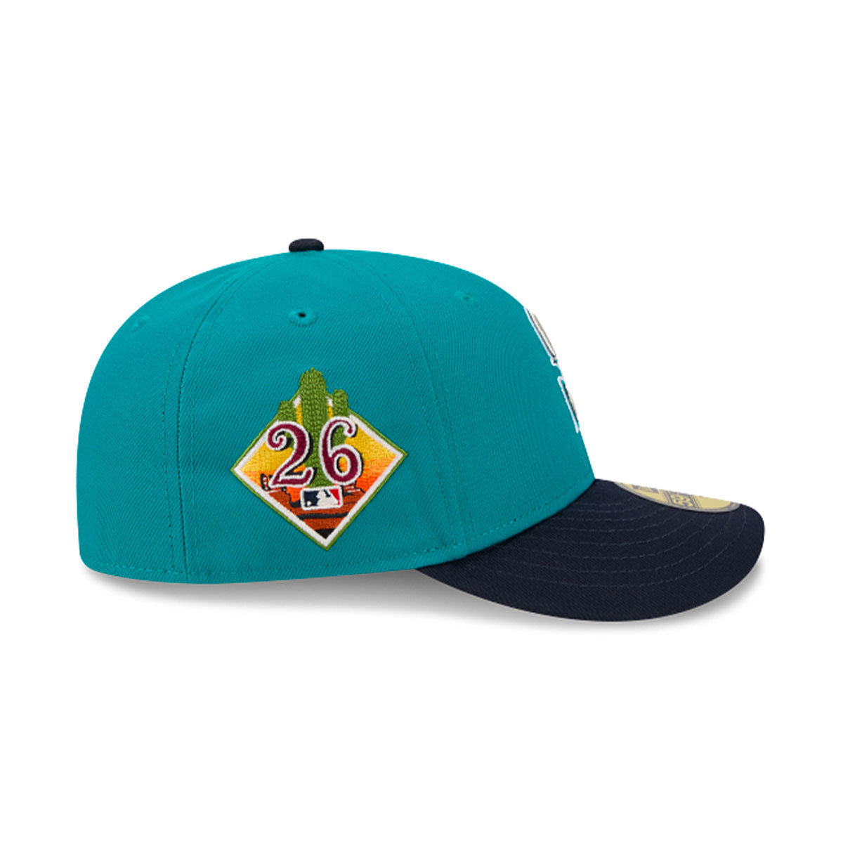 NEW ERA Cappello Con Visiera Pre-Curved 59Fifty Fitted Seattle Mariners Verde Petrolio/Blu Con Dettagli Ricamati