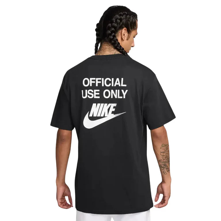 NIKE T-shirt Logo Bianco  Piccolo
Avanti E Logo Grande Dietro In Cotone Nera