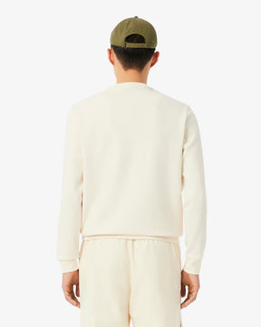 LACOSTE Felpa Girocollo a Righe Con Logo Beige