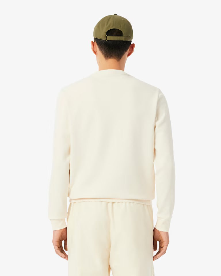 LACOSTE Felpa Girocollo a Righe Con Logo Beige