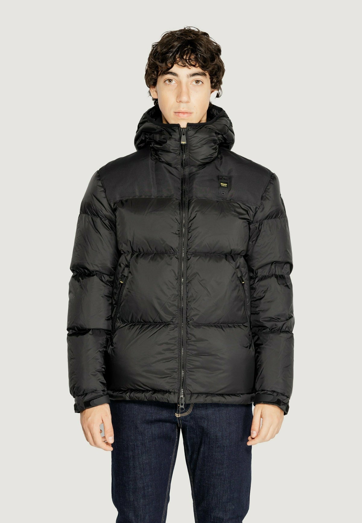 BLAUER Giubbotto Uomo Invernale Con Scritta Sul Cappuccio Nero