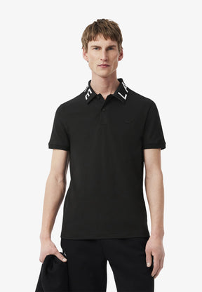 LACOSTE Polo Con Scritta Sul Collo Nero